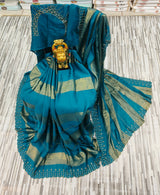 Elegant Contrast Gold Border Saree – Multiple Colors Available