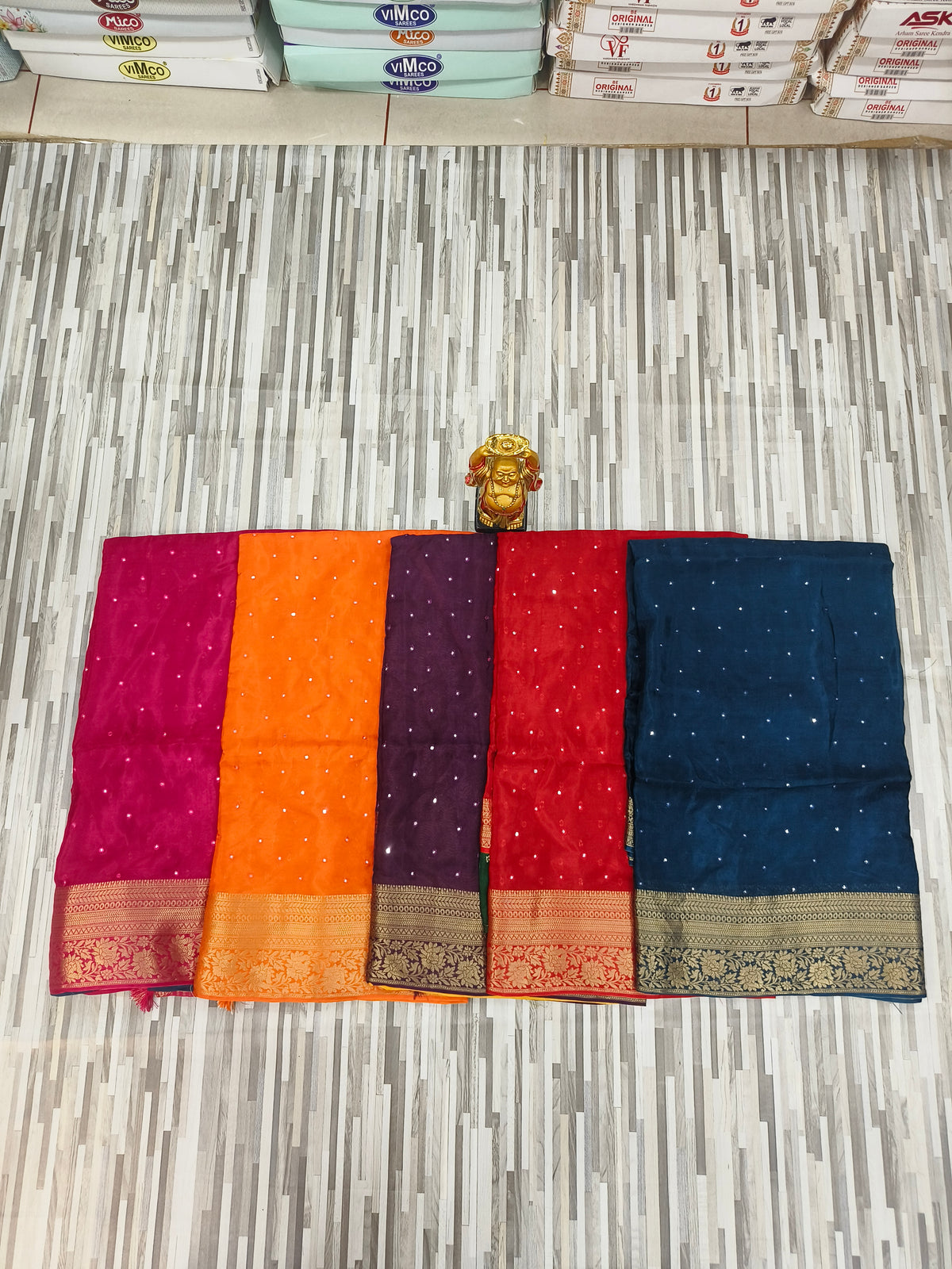 Elegant Sarees with Golden Zari Border – Multiple Colors