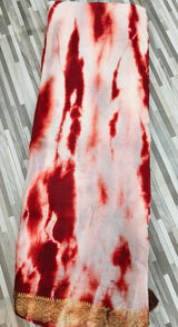 : Elegant Tie-Dye Saree with Golden Border – Multiple Colors