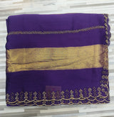 Elegant Contrast Golden Border Sarees – Multiple Colors