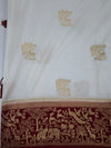 White Saree with Maroon Contrast Saree