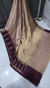 Elegant Wine & Rose Gold Zari Border Saree – Bulk / Wholesale Collection