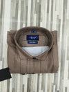 Men's Pure Linen Shirt – Beige with Black Stripes