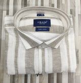 Craze Pure Linen Men’s Shirt – White & Beige Striped