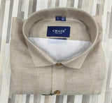 Craze Pure Linen Men’s Shirt – Beige | Solid Casual Shirt