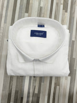 Craze Pure Linen Men’s Shirt – White | Self Stripe Design