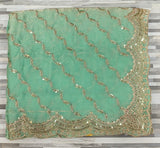 Premium Fendy Chiffon Saree – Wavy Sequin Work with Designer Border