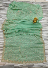 Premium Fendy Chiffon Saree – Wavy Sequin Work with Designer Border