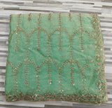 Premium Fendy Chiffon Saree – Designer Arch Pattern with Sequin Embroidery