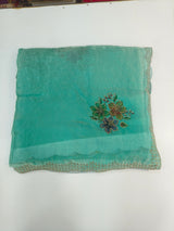 Designer Embroidered Silk-Look Fabric – Floral Work & Border