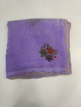 Designer Embroidered Silk-Look Fabric – Floral Work & Border