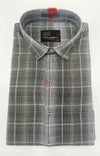Pan America Legend Men’s Cotton Check Shirt – Grey & Black Plaid