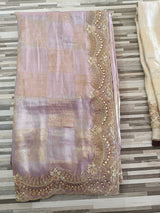 Premium Designer Embroidered Fabric with Heavy Sequin Border