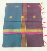 Designer Handloom-Style Saree with Woven Floral Motifs & Contrast Border