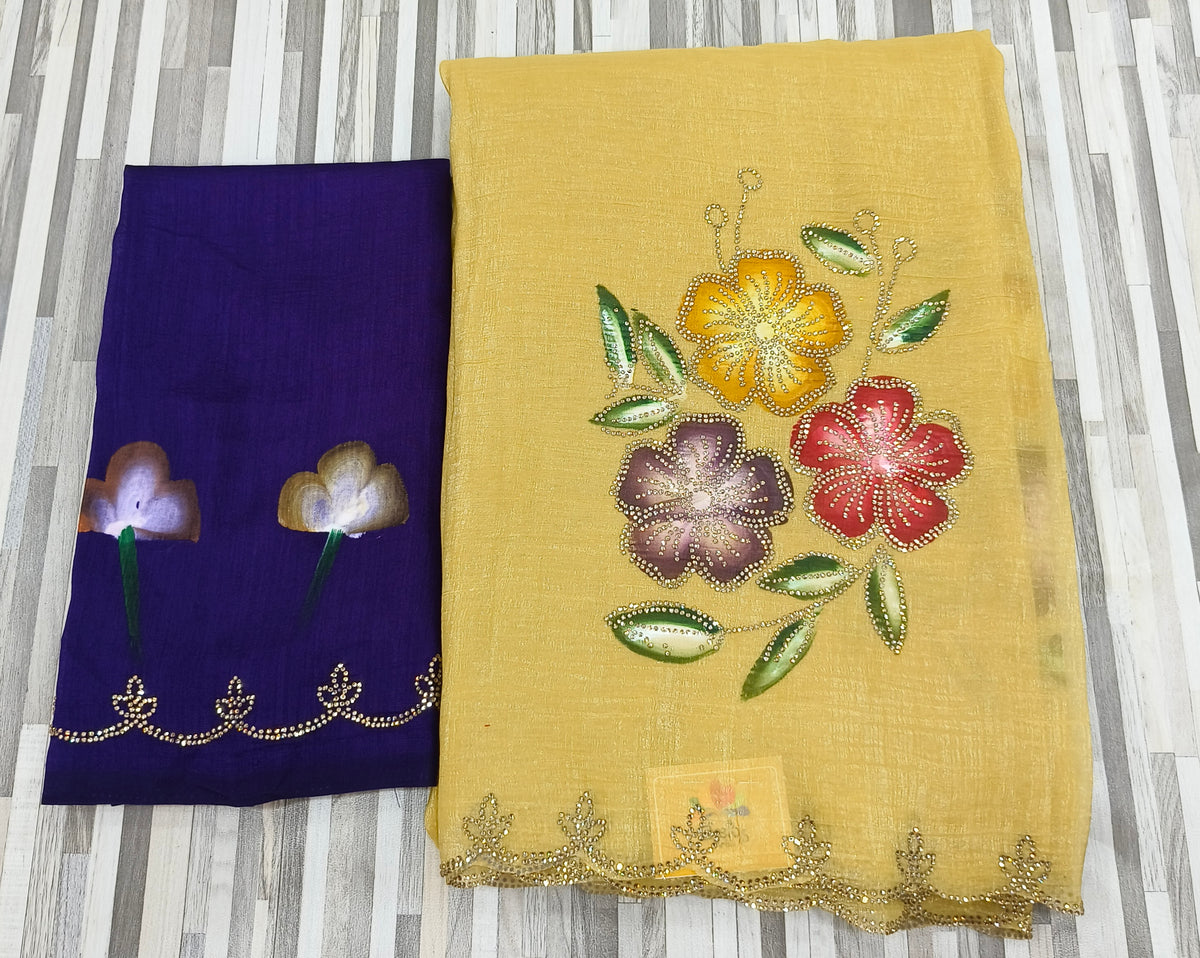 Floral Embroidered Designer Saree – Multicolor Collection