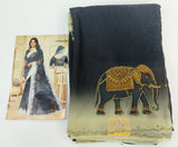 Elegant Elephant Motif Embellished Fendy Chiffon Saree