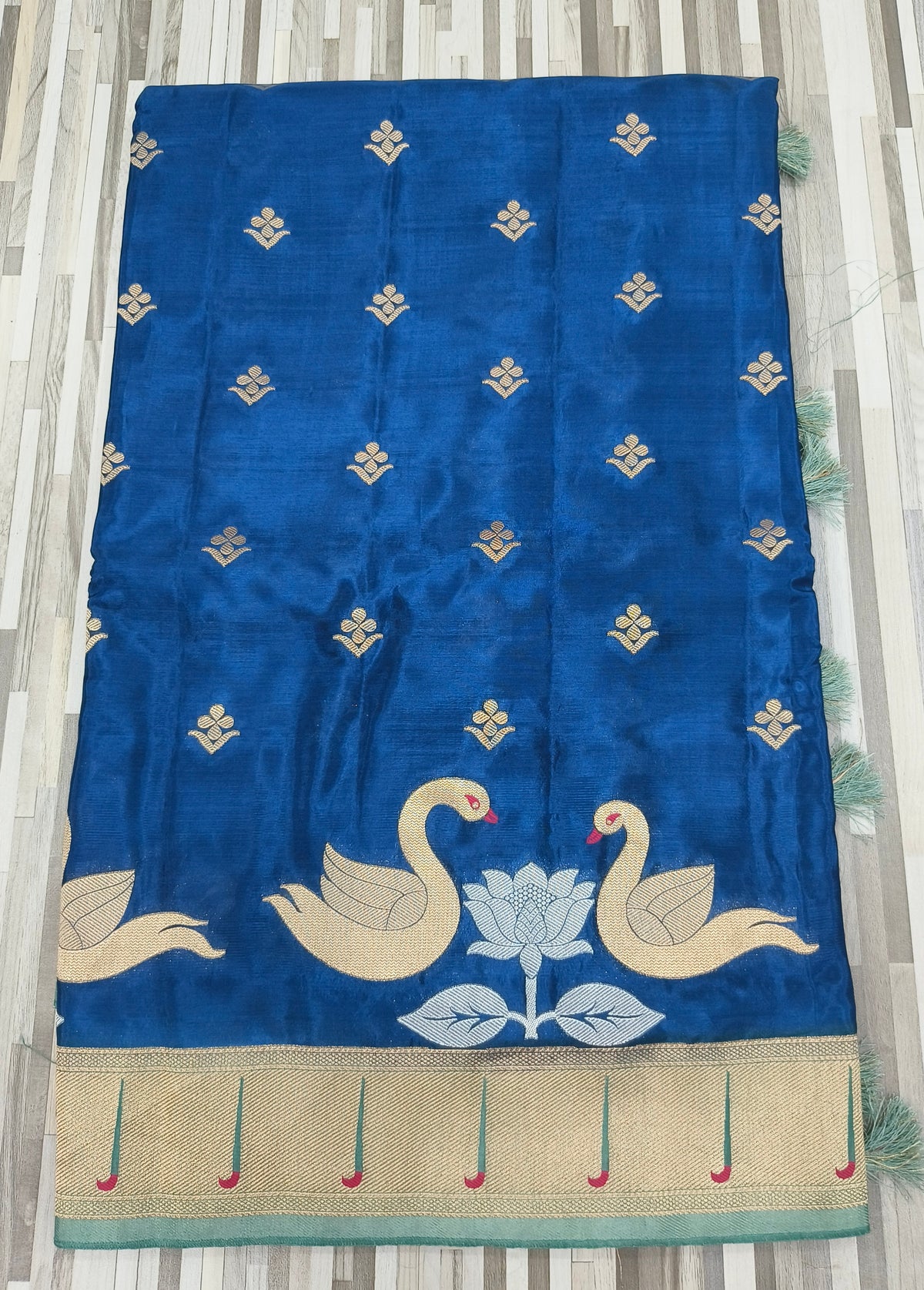 Peacock & Lotus Motif Designer Saree Collection