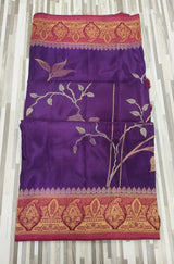 Floral Embroidery Saree with Rich Zari Border