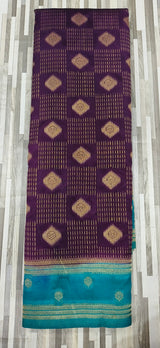 Traditional Geometric Butta Woven Saree – Contrast Border | Multiple Colors