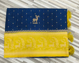 Traditional Deer Motif Woven Saree – Rich Designer Border | Multiple Colors