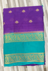 Elegant Contrast Zari Border Saree – Gold Butta Design | Multiple Colors