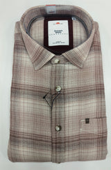 Siyaram’s Mozzo Men’s Slim Fit Check Shirt – Beige & Brown