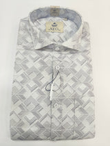Siyaram’s Mozzo Neo Look Men’s Geometric Printed Shirt – White & Grey