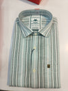 Siyaram’s Mozzo Men’s Striped Casual Shirt – Mint Green & Dark Green