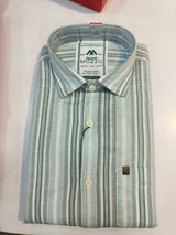 Siyaram’s Mozzo Men’s Striped Casual Shirt – Mint Green & Dark Green