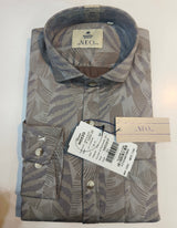 Siyaram’s Mozzo Neo Look Men’s Printed Shirt – Taupe Grey Abstract Design