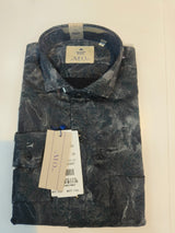 Siyaram’s Mozzo Neo Look Men’s Slim Fit Printed Shirt – Charcoal Grey Abstract Design