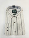 Live-In Men’s Slim Fit Striped Shirt – Off White with Charcoal Stripes