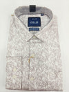 Live-In Men’s Slim Fit Leaf Print Shirt – Off White with Mauve Grey