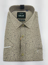 Live-In Men’s Slim Fit Printed Shirt – Beige with Black Abstract Pattern
