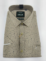 Live-In Men’s Slim Fit Printed Shirt – Beige with Black Abstract Pattern