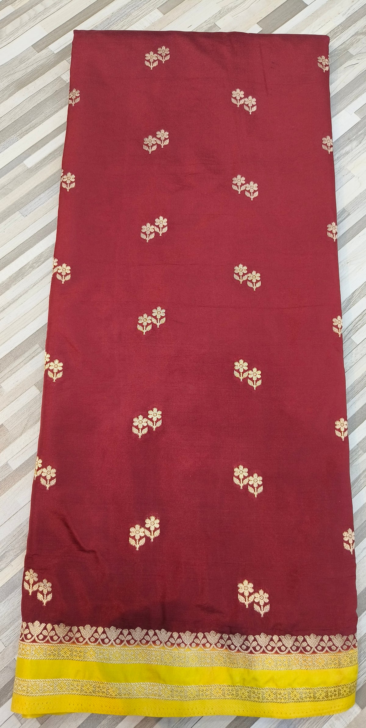 Elegant Floral Butta Saree with Contrast Woven Border – Multiple Colors