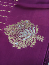 : Elegant Gold Butta Saree with Striped Design