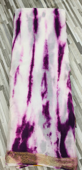 : Elegant Tie-Dye Saree with Golden Border – Multiple Colors