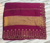 Elegant Contrast Gold Border Saree – Multiple Colors Available