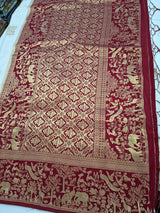 White Saree with Maroon Contrast Saree